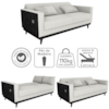 Sofa Cama 2 Lugares 203 cm Boucle Natural Corino Preto Milani Store