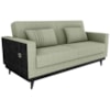 Sofa Cama 2 Lugares 203 cm Boucle Oliva Corino Preto Milani Store