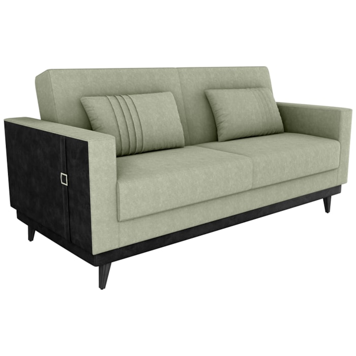 Sofa Cama 2 Lugares 203 cm Boucle Oliva Corino Preto Milani Store