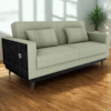 Sofa Cama 2 Lugares 203 cm Boucle Oliva Corino Preto Milani Store