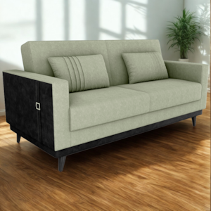 Sofa Cama 2 Lugares 203 cm Boucle Oliva Corino Preto Milani Store