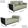 Sofa Cama 2 Lugares 203 cm Boucle Oliva Corino Preto Milani Store