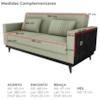 Sofa Cama 2 Lugares 203 cm Boucle Oliva Corino Preto Milani Store