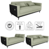 Sofa Cama 2 Lugares 203 cm Boucle Oliva Corino Preto Milani Store