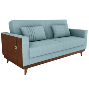 Sofa Cama 2 Lugares 203 cm Esther Boucle Azul Corino Whisk Milani Store