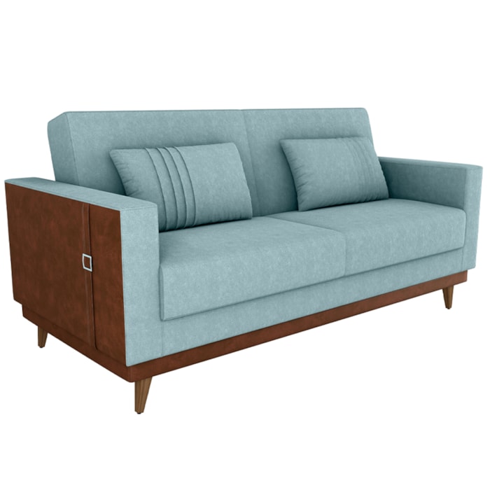 Sofa Cama 2 Lugares 203 cm Esther Boucle Azul Corino Whisk Milani Store