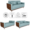 Sofa Cama 2 Lugares 203 cm Esther Boucle Azul Corino Whisk Milani Store