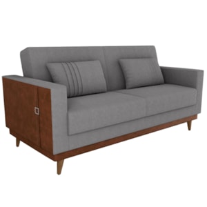 Sofa Cama 2 Lugares 203 cm Esther Boucle Cinza Corino Whisk Milani Store