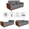 Sofa Cama 2 Lugares 203 cm Esther Boucle Cinza Corino Whisk Milani Store