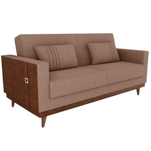 Sofa Cama 2 Lugares 203 cm Esther Boucle Marrom Corino Whisk Milani Store