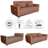 Sofa Cama 2 Lugares 203 cm Esther Boucle Marrom Corino Whisk Milani Store