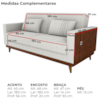 Sofa Cama 2 Lugares 203 cm Esther Boucle Natural Corino Whisk Milani Store