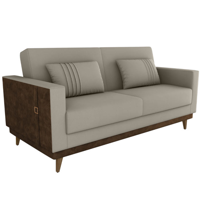 Sofa Cama 2 Lugares 203 cm Esther Veludo Corino Marrom Whisk Milani Store