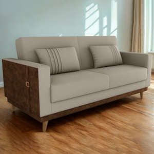 Sofa Cama 2 Lugares 203 cm Esther Veludo Corino Marrom Whisk Milani Store