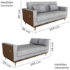 Sofa Cama 2 Lugares 203 cm Linho Plano Milenum Palha Corino Whisk Milani Store