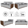 Sofa Cama 2 Lugares 203 cm Linho Plano Milenum Palha Corino Whisk Milani Store