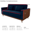 Sofa Cama 2 Lugares 203 cm Veludo Maserati Azul Corino Whisk Milani Store