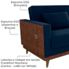 Sofa Cama 2 Lugares 203 cm Veludo Maserati Azul Corino Whisk Milani Store