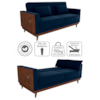 Sofa Cama 2 Lugares 203 cm Veludo Maserati Azul Corino Whisk Milani Store
