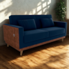 Sofa Cama 2 Lugares 203 cm Veludo Maserati Azul Corino Whisk Milani Store
