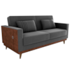 Sofa Cama 2 Lugares 203 cm Veludo Maserati Chumbo Corino Whisk Milani Store
