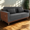 Sofa Cama 2 Lugares 203 cm Veludo Maserati Chumbo Corino Whisk Milani Store