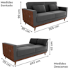Sofa Cama 2 Lugares 203 cm Veludo Maserati Chumbo Corino Whisk Milani Store