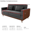 Sofa Cama 2 Lugares 203 cm Veludo Maserati Chumbo Corino Whisk Milani Store