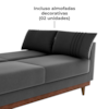Sofa Cama 2 Lugares 203 cm Veludo Maserati Chumbo Corino Whisk Milani Store