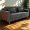 Sofa Cama 2 Lugares 203 cm Veludo Maserati Chumbo Corino Whisk Milani Store