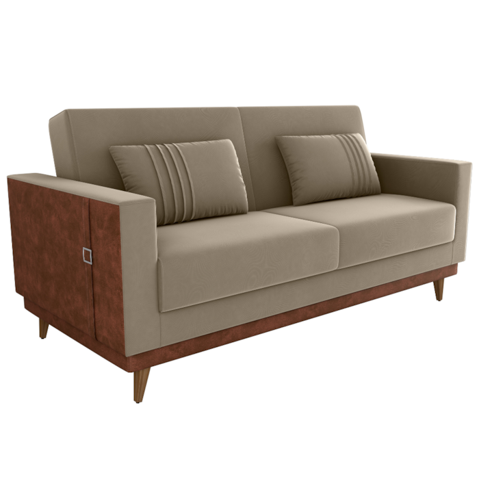 Sofa Cama 2 Lugares 203 cm Veludo Maserati Corino Marrom Claro Whisk Milani Store