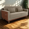 Sofa Cama 2 Lugares 203 cm Veludo Maserati Corino Marrom Claro Whisk Milani Store