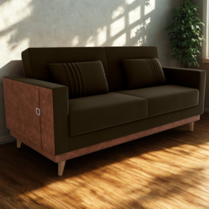 Sofa Cama 2 Lugares 203 cm Veludo Maserati Marrom Corino Whisk Milani Store