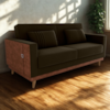 Sofa Cama 2 Lugares 203 cm Veludo Maserati Marrom Corino Whisk Milani Store