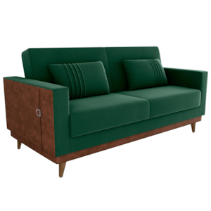 Sofa Cama 2 Lugares 203 cm Veludo Maserati Verde Corino Whisk Milani Store