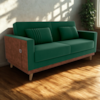 Sofa Cama 2 Lugares 203 cm Veludo Maserati Verde Corino Whisk Milani Store