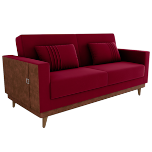 Sofa Cama 2 Lugares 203 cm Veludo Maserati Vermelho Corino Whisk Milani Store