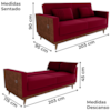 Sofa Cama 2 Lugares 203 cm Veludo Maserati Vermelho Corino Whisk Milani Store