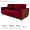 Sofa Cama 2 Lugares 203 cm Veludo Maserati Vermelho Corino Whisk Milani Store
