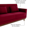 Sofa Cama 2 Lugares 203 cm Veludo Maserati Vermelho Corino Whisk Milani Store
