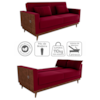 Sofa Cama 2 Lugares 203 cm Veludo Maserati Vermelho Corino Whisk Milani Store