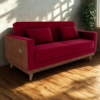 Sofa Cama 2 Lugares 203 cm Veludo Maserati Vermelho Corino Whisk Milani Store