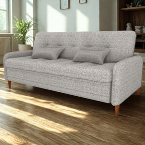 Sofa Cama 2 Lugares 206 cm Donna Linho Vancouver E483 Bege Milani Store