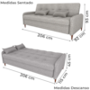 Sofa Cama 2 Lugares 206 cm Donna Linho Vancouver E483 Bege Milani Store