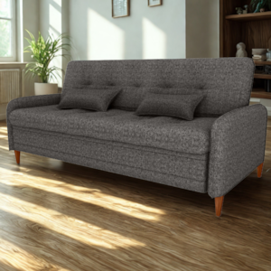 Sofa Cama 2 Lugares 206 cm Donna Linho Vancouver E484 Chumbo Milani Store