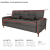 Sofa Cama 2 Lugares 206 cm Donna Linho Vancouver E484 Chumbo Milani Store