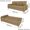 Sofa Cama 2 Lugares 206 cm Donna Linho Vancouver E486 Palha Milani Store