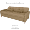Sofa Cama 2 Lugares 206 cm Donna Linho Vancouver E486 Palha Milani Store