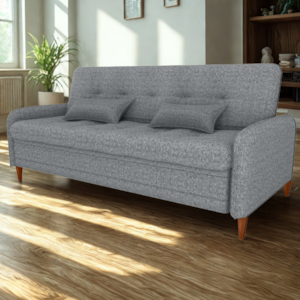 Sofa Cama 2 Lugares 206 cm Donna Linho Vancouver E487 Cinza Milani Store