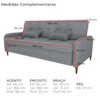 Sofa Cama 2 Lugares 206 cm Donna Linho Vancouver E487 Cinza Milani Store